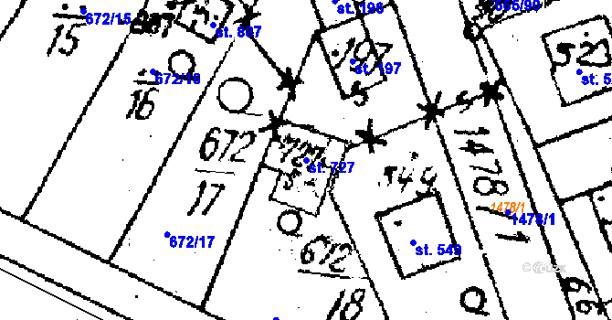 Parcela st. 727 v KÚ Lukov u Zlína, Katastrální mapa