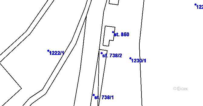 Parcela st. 738/2 v KÚ Lukov u Zlína, Katastrální mapa