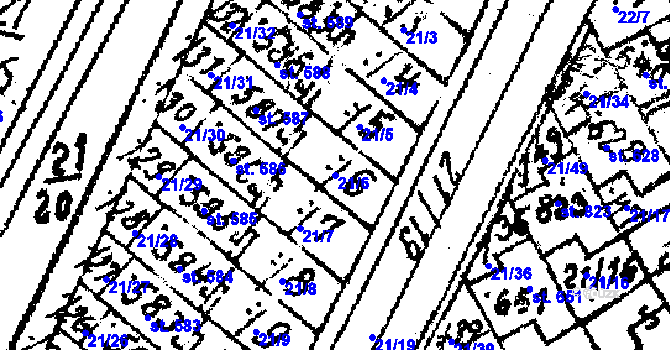 Parcela st. 21/6 v KÚ Lukov u Zlína, Katastrální mapa