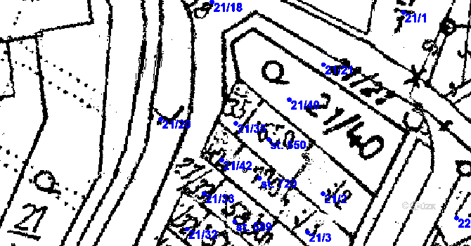Parcela st. 21/35 v KÚ Lukov u Zlína, Katastrální mapa