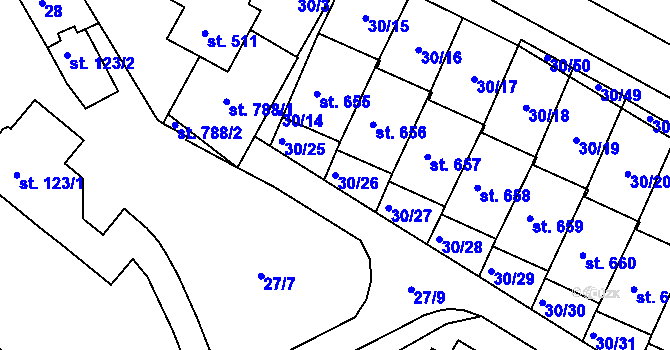 Parcela st. 30/26 v KÚ Lukov u Zlína, Katastrální mapa