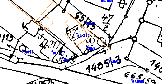 Parcela st. 38/8 v KÚ Lukov u Zlína, Katastrální mapa