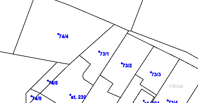 Parcela st. 73/1 v KÚ Lukov u Zlína, Katastrální mapa