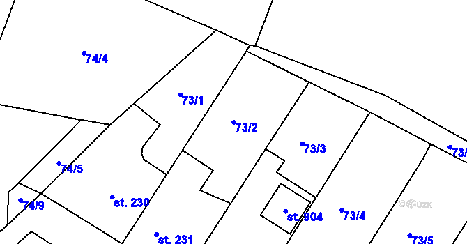 Parcela st. 73/2 v KÚ Lukov u Zlína, Katastrální mapa