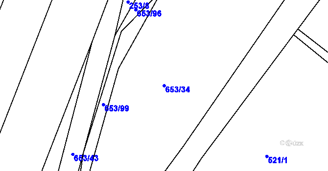 Parcela st. 653/34 v KÚ Lukov u Zlína, Katastrální mapa