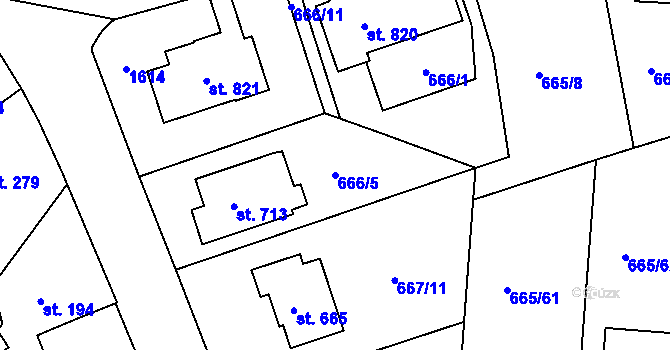 Parcela st. 666/5 v KÚ Lukov u Zlína, Katastrální mapa