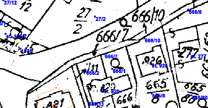 Parcela st. 666/7 v KÚ Lukov u Zlína, Katastrální mapa