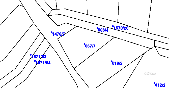 Parcela st. 667/7 v KÚ Lukov u Zlína, Katastrální mapa