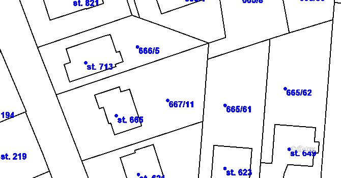Parcela st. 667/12 v KÚ Lukov u Zlína, Katastrální mapa