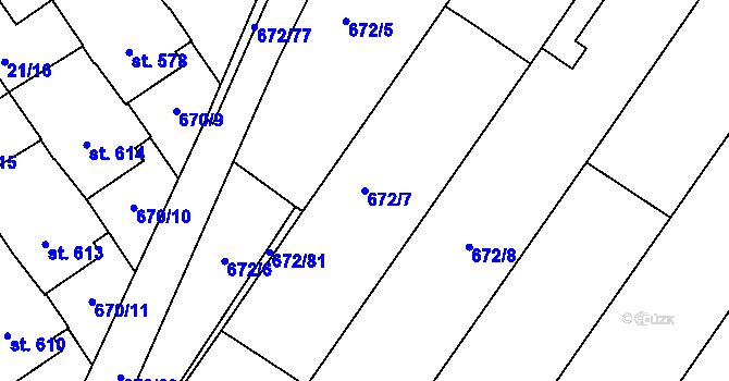 Parcela st. 672/7 v KÚ Lukov u Zlína, Katastrální mapa