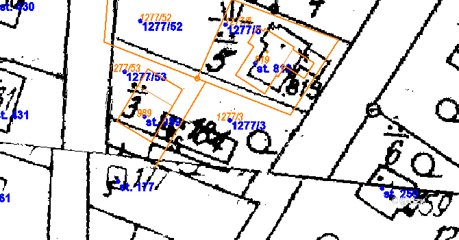 Parcela st. 1277/3 v KÚ Lukov u Zlína, Katastrální mapa