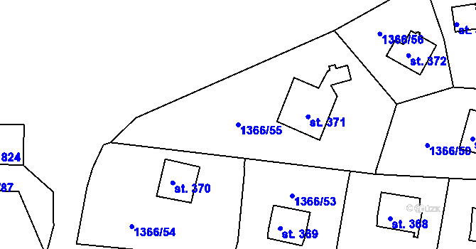 Parcela st. 1366/55 v KÚ Lukov u Zlína, Katastrální mapa