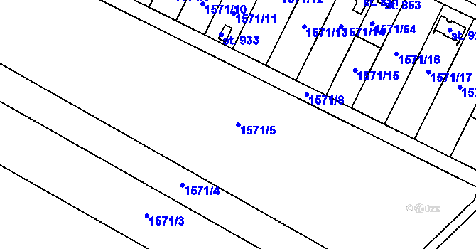 Parcela st. 1571/5 v KÚ Lukov u Zlína, Katastrální mapa