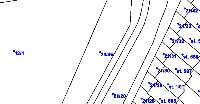 Parcela st. 21/46 v KÚ Lukov u Zlína, Katastrální mapa