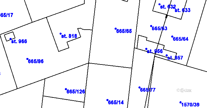 Parcela st. 665/96 v KÚ Lukov u Zlína, Katastrální mapa