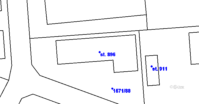 Parcela st. 896 v KÚ Lukov u Zlína, Katastrální mapa