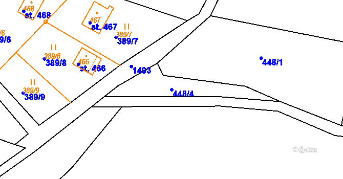 Parcela st. 448/4 v KÚ Lukov u Zlína, Katastrální mapa