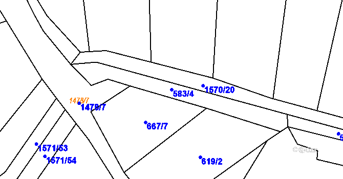 Parcela st. 583/4 v KÚ Lukov u Zlína, Katastrální mapa