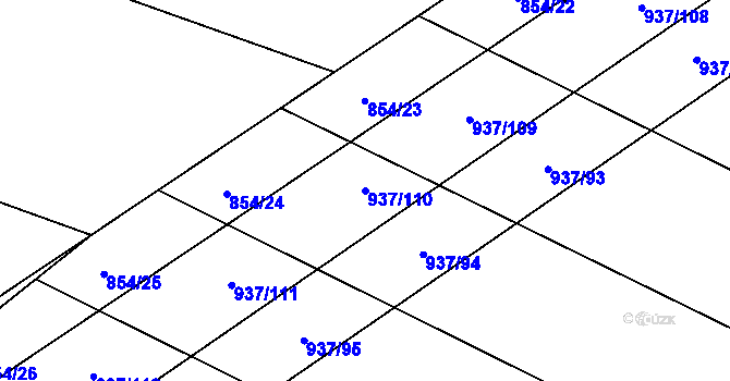 Parcela st. 937/110 v KÚ Lukov u Zlína, Katastrální mapa