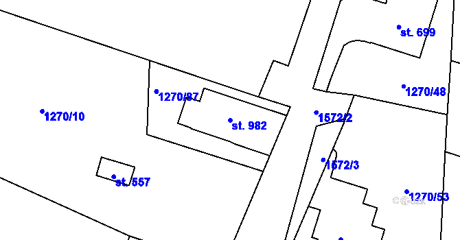 Parcela st. 982 v KÚ Lukov u Zlína, Katastrální mapa