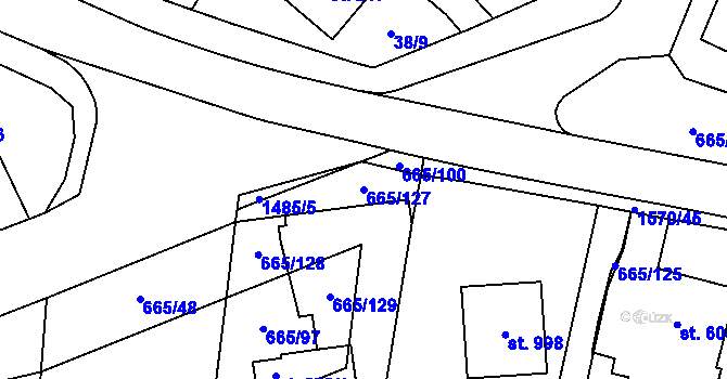 Parcela st. 665/127 v KÚ Lukov u Zlína, Katastrální mapa