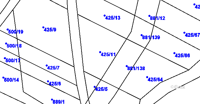 Parcela st. 425/11 v KÚ Lukov u Moravských Budějovic, Katastrální mapa