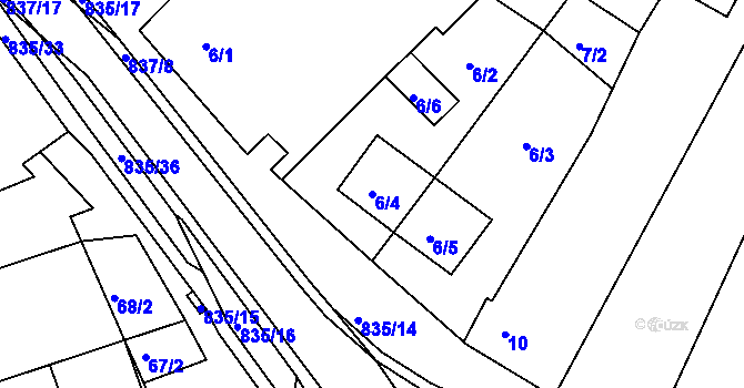 Parcela st. 6/4 v KÚ Lukov u Moravských Budějovic, Katastrální mapa