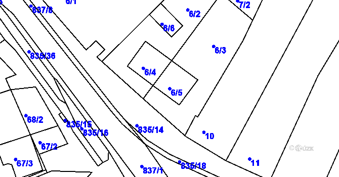Parcela st. 6/5 v KÚ Lukov u Moravských Budějovic, Katastrální mapa