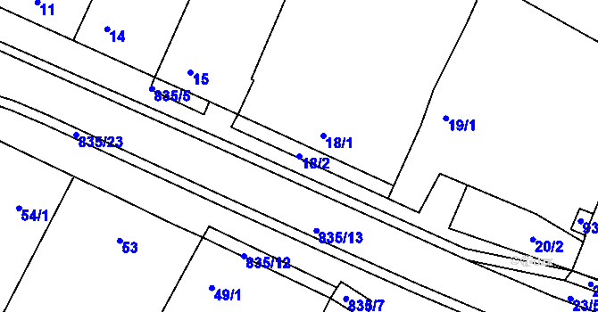Parcela st. 18/2 v KÚ Lukov u Moravských Budějovic, Katastrální mapa
