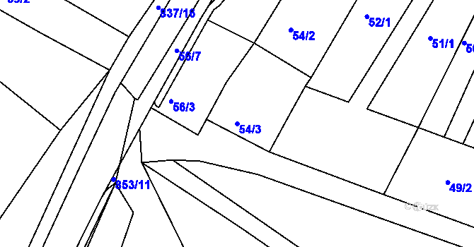 Parcela st. 54/3 v KÚ Lukov u Moravských Budějovic, Katastrální mapa