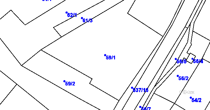 Parcela st. 59/1 v KÚ Lukov u Moravských Budějovic, Katastrální mapa