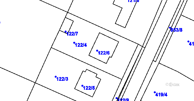 Parcela st. 122/6 v KÚ Lukov u Moravských Budějovic, Katastrální mapa