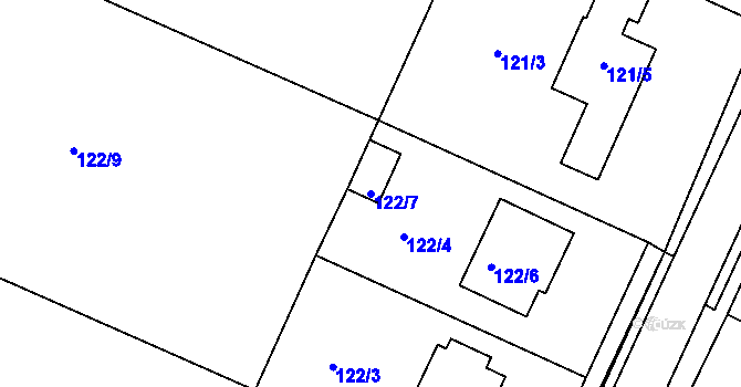 Parcela st. 122/7 v KÚ Lukov u Moravských Budějovic, Katastrální mapa