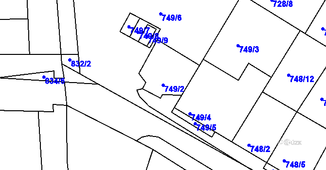 Parcela st. 749/2 v KÚ Lukov u Moravských Budějovic, Katastrální mapa