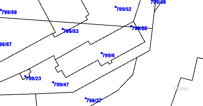 Parcela st. 799/6 v KÚ Lukov u Moravských Budějovic, Katastrální mapa