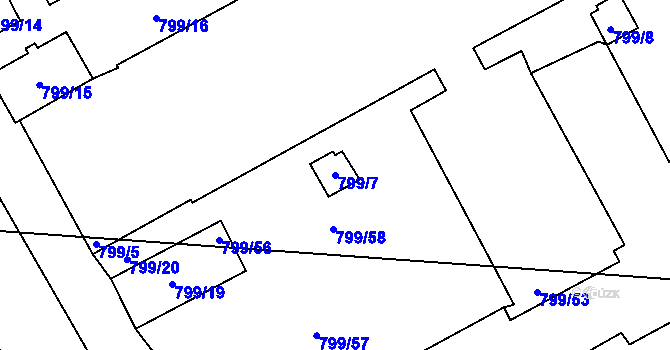 Parcela st. 799/7 v KÚ Lukov u Moravských Budějovic, Katastrální mapa