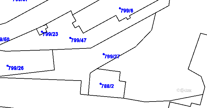Parcela st. 799/27 v KÚ Lukov u Moravských Budějovic, Katastrální mapa