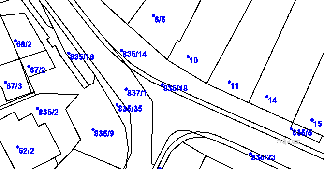 Parcela st. 835/18 v KÚ Lukov u Moravských Budějovic, Katastrální mapa