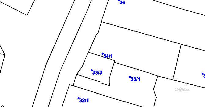 Parcela st. 34/1 v KÚ Lukov nad Dyjí, Katastrální mapa