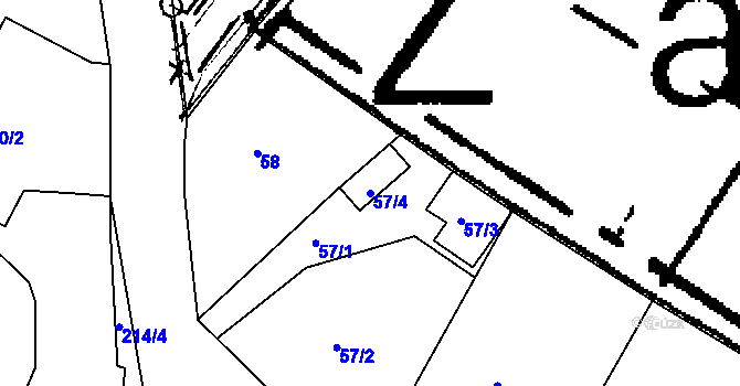 Parcela st. 57/4 v KÚ Lukov nad Dyjí, Katastrální mapa