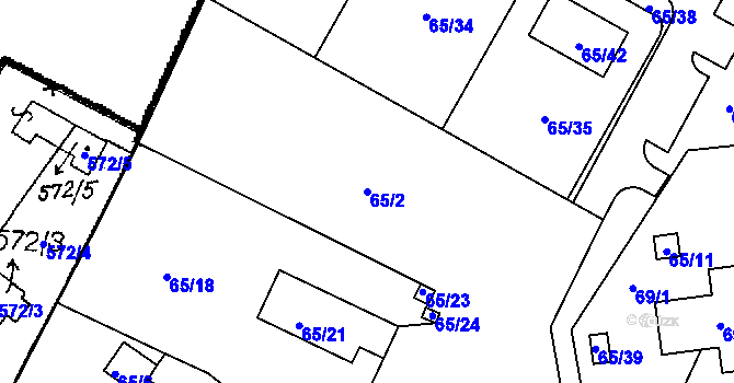 Parcela st. 65/2 v KÚ Lukov nad Dyjí, Katastrální mapa