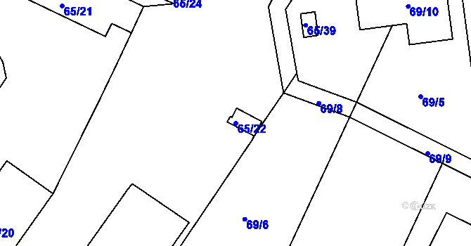 Parcela st. 65/22 v KÚ Lukov nad Dyjí, Katastrální mapa