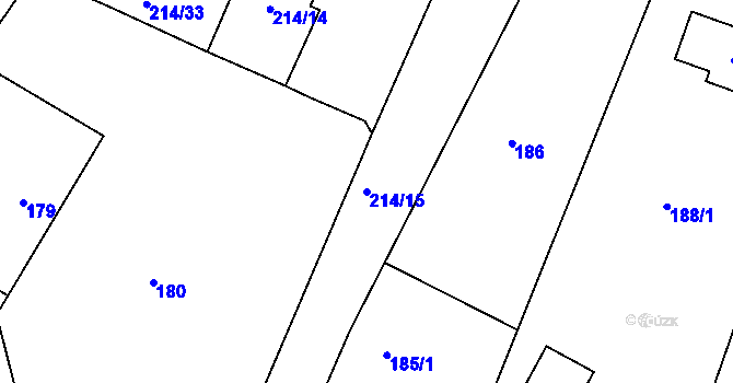 Parcela st. 214/15 v KÚ Lukov nad Dyjí, Katastrální mapa