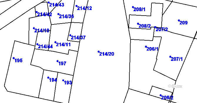 Parcela st. 214/20 v KÚ Lukov nad Dyjí, Katastrální mapa