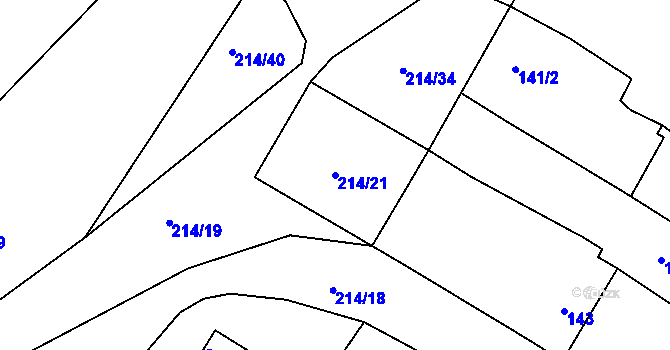 Parcela st. 214/21 v KÚ Lukov nad Dyjí, Katastrální mapa