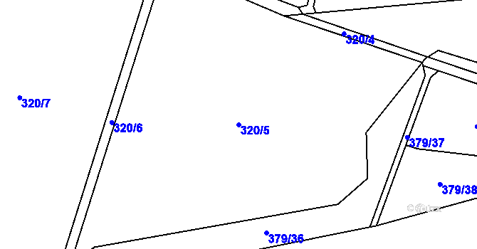 Parcela st. 320/5 v KÚ Lukov nad Dyjí, Katastrální mapa