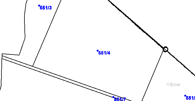 Parcela st. 551/4 v KÚ Lukov nad Dyjí, Katastrální mapa