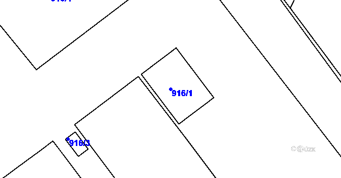 Parcela st. 916/1 v KÚ Lukov nad Dyjí, Katastrální mapa