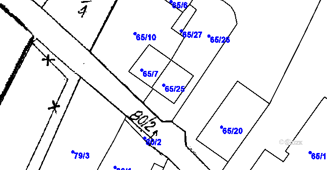 Parcela st. 65/25 v KÚ Lukov nad Dyjí, Katastrální mapa