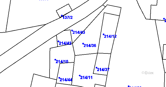 Parcela st. 214/36 v KÚ Lukov nad Dyjí, Katastrální mapa